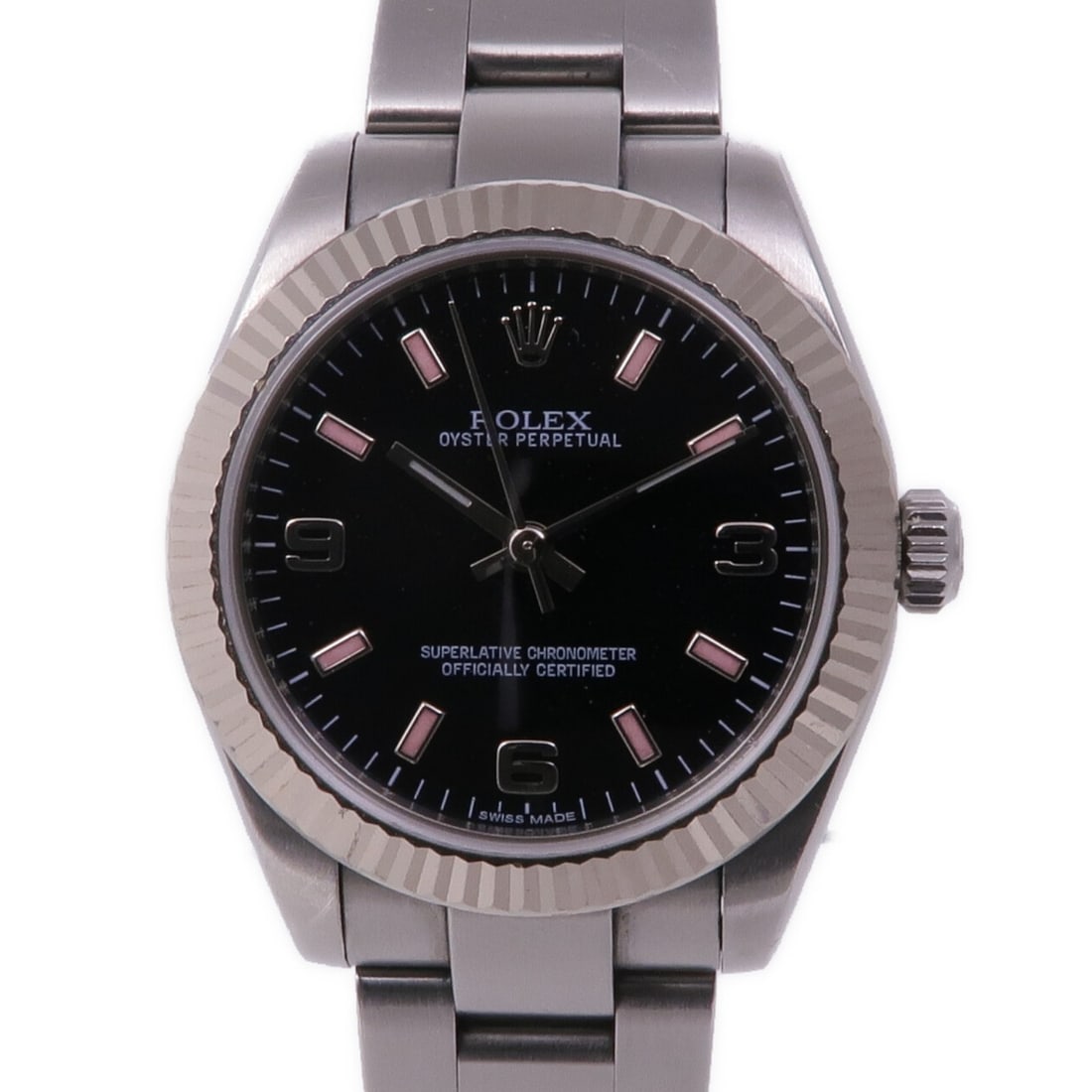 Oyster Perpetual 177234 Stainless Steel Automatic Wristwatch Black Dial: Oyster Perpetual 177234 Stainless Steel Automatic Wristwatch Black Dial This ROLEX Oyster Perpetual 177234 is an automatic wristwatch crafted from stainless steel. It features a black dial and matchin