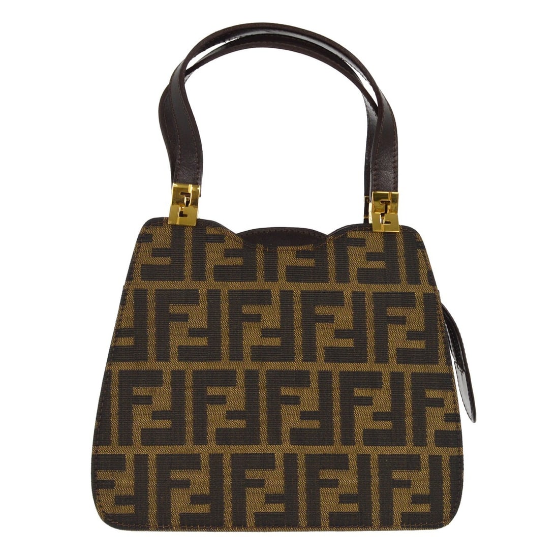 Fendi Zucca Canvas Small Brown Handbag with Double Handles (1 of 6)