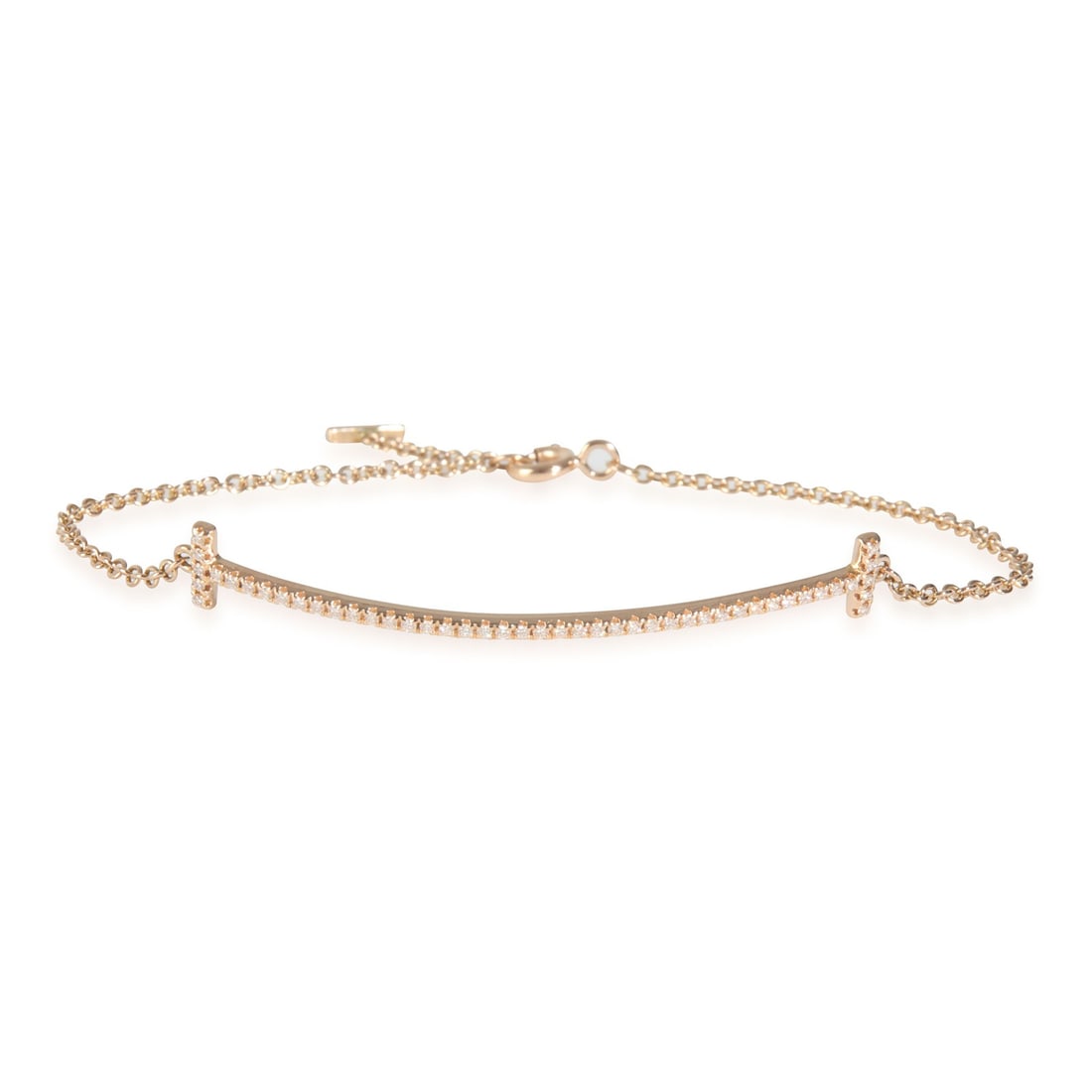 Tiffany & Co. 18k Rose Gold Diamond T Smile Bracelet 0.20ct (1 of 4)