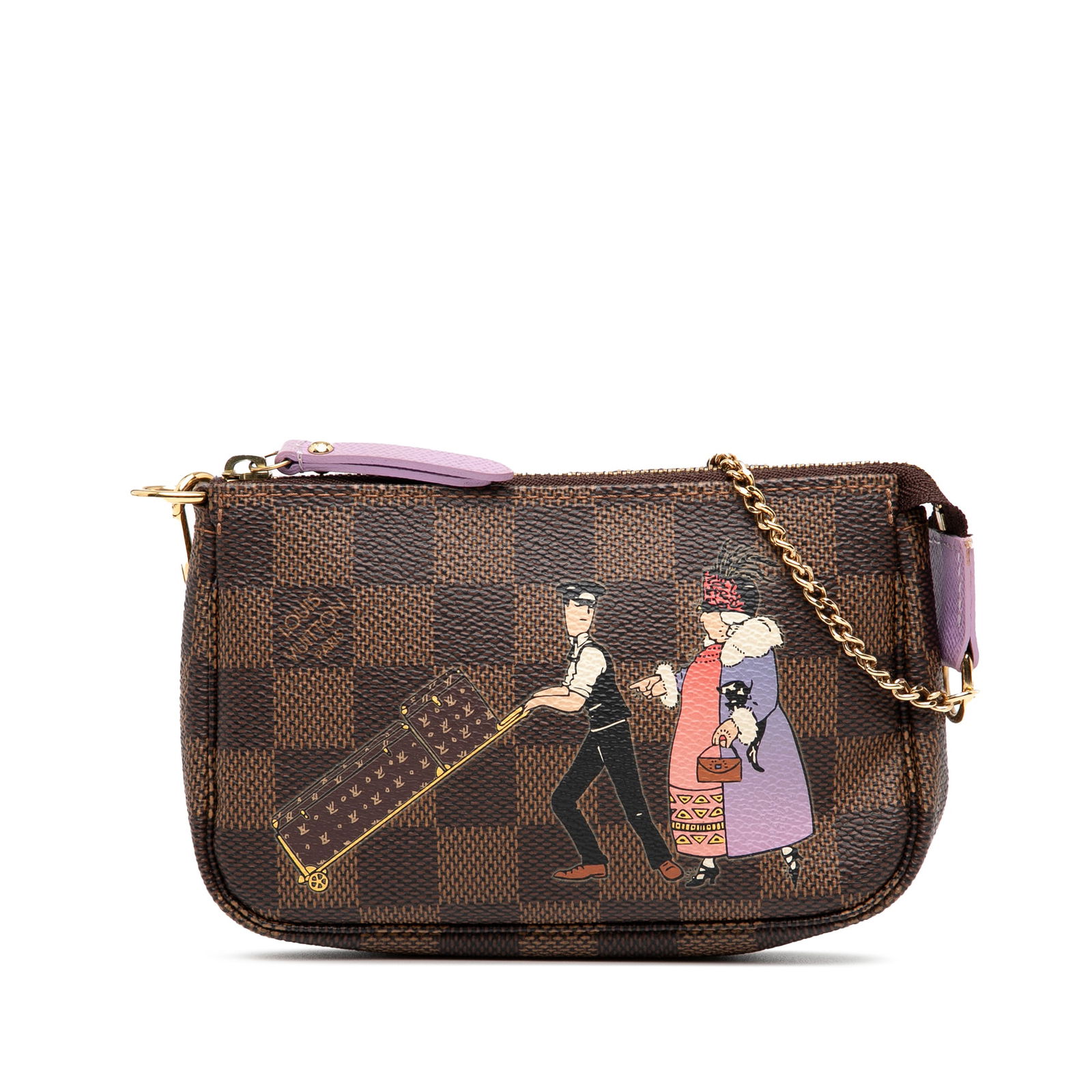 Louis Vuitton Damier Ebene Mini Pochette Accessoires Bag: Louis Vuitton Damier Ebene Mini Pochette Accessoires Bag This Louis Vuitton Damier Ebene Illustre Mini Pochette Accessories is a stylish and practical bag crafted from printed damier canvas. It featur