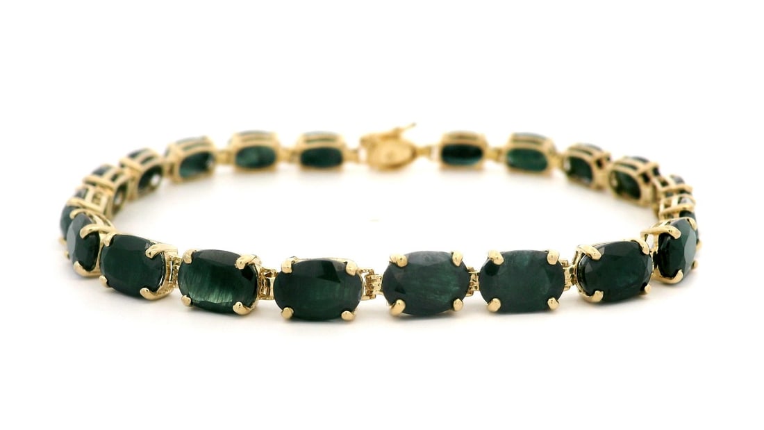 Vintage 14K Yellow Gold Tennis Bracelet with 20ctw Blue Sapphires (1 of 8)