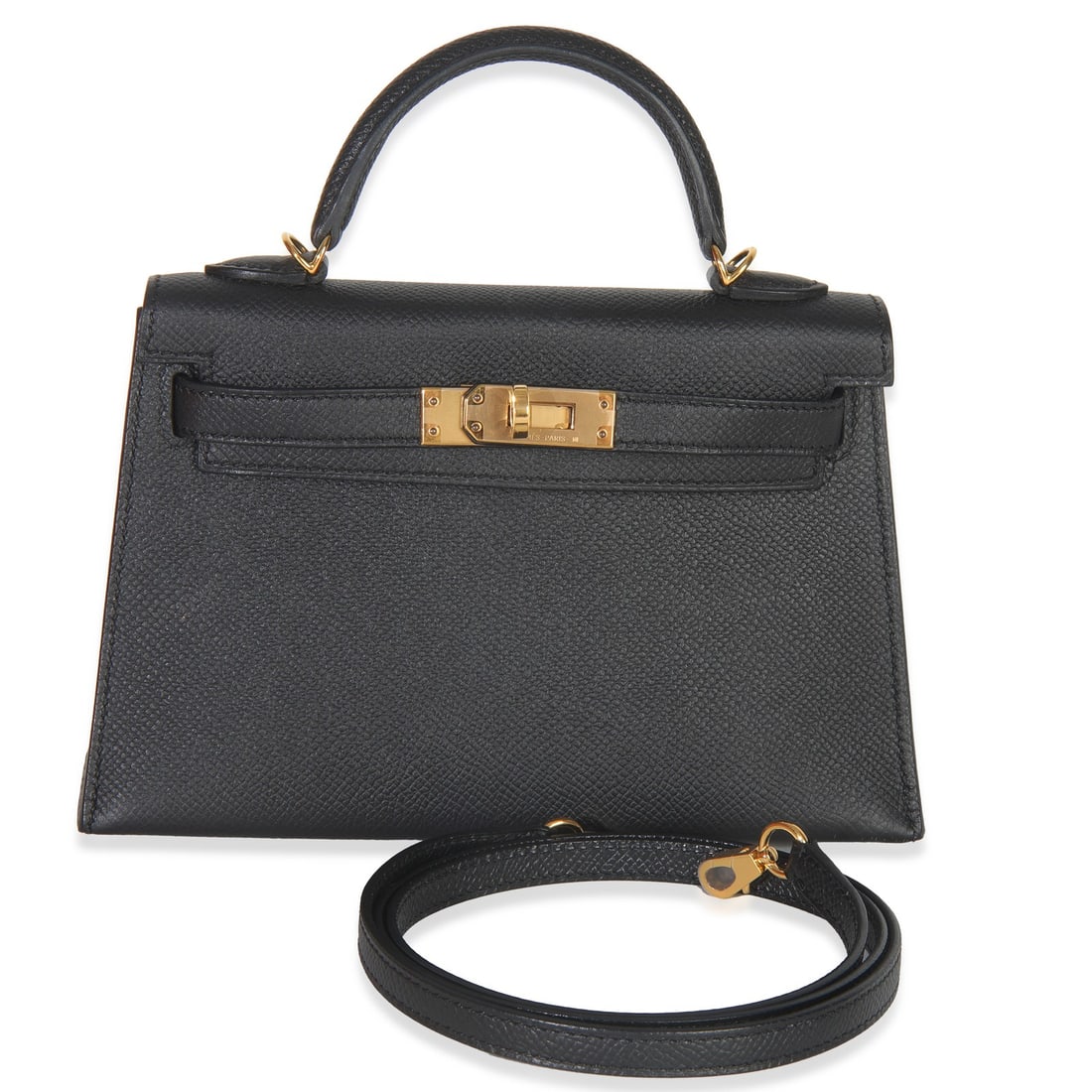 Hermes Mini Kelly II 20 Black Epsom Leather Shoulder Bag GHW: Hermes Mini Kelly II 20 Black Epsom Leather Shoulder Bag GHW This exquisite Hermes Black Epsom Sellier Mini Kelly II 20 handbag is a timeless accessory crafted in France. Made from high-quality leathe