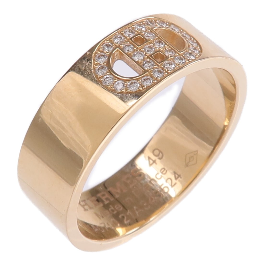 Hermes H d'ancre Diamond Ring in 18K Rose Gold Size US 5 (1 of 10)