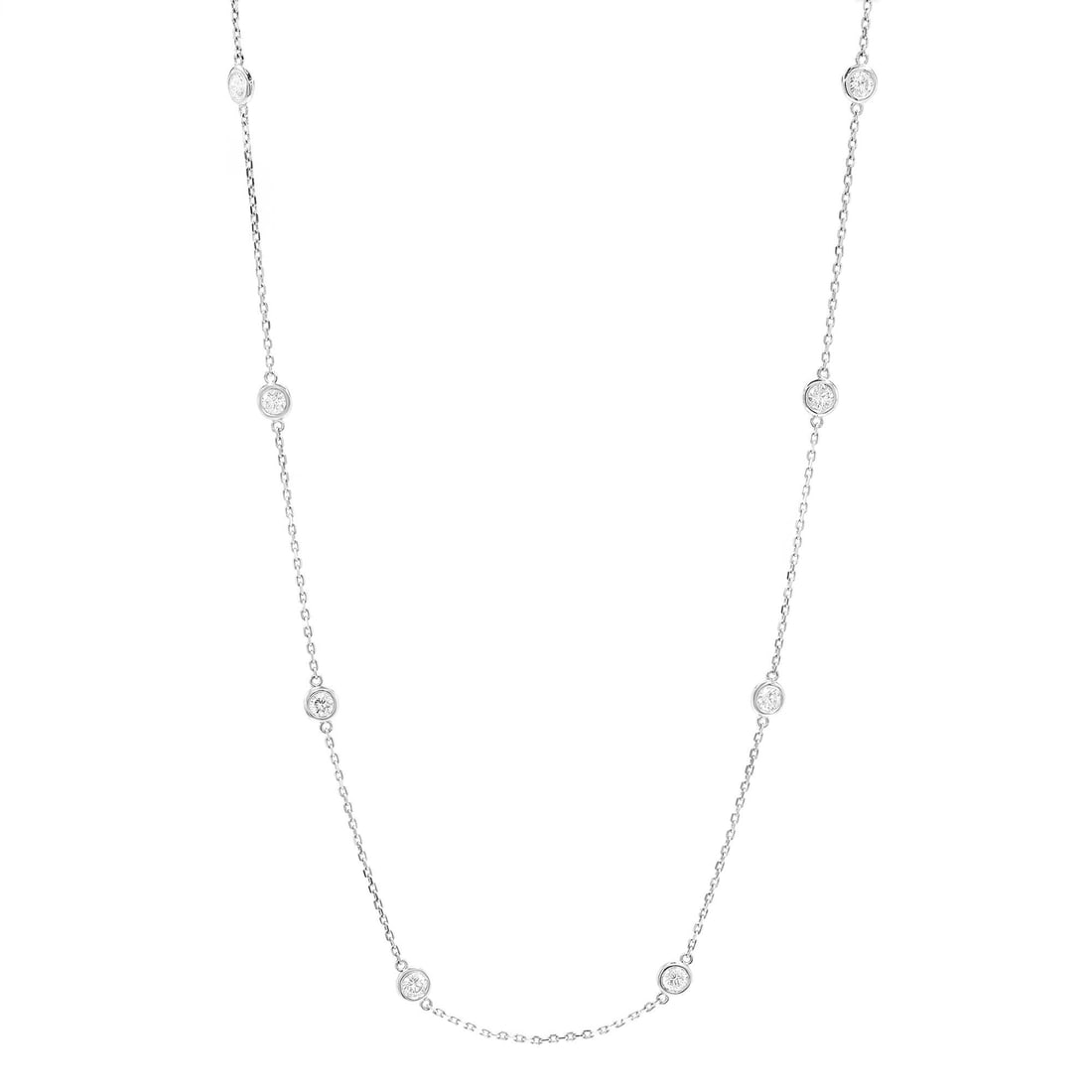 Rachel Koen 14K White Gold 1.49ct Natural Diamond Necklace: Rachel Koen 14K White Gold 1.49ct Natural Diamond Necklace Elevate your jewelry collection with this exquisite Natural Diamond by the Yard Necklace from Rachel Koen. Crafted in luxurious 14K white gol