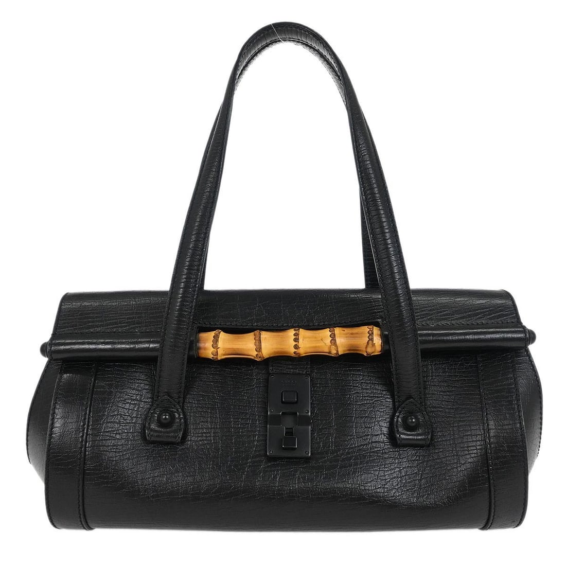 Gucci Black Leather Bamboo Handbag 111713 002058 Top Handle (1 of 10)