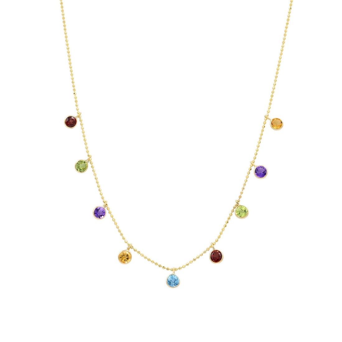 R Rachel Koen 14K Yellow Gold Gemstone Chain Necklace 18 inches Adjustable (1 of 5)