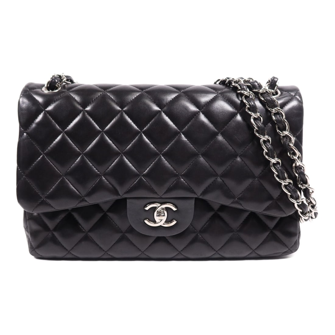 CHANEL Large Classic Chain Shoulder Bag Black Lambskin Leather (1 of 17)