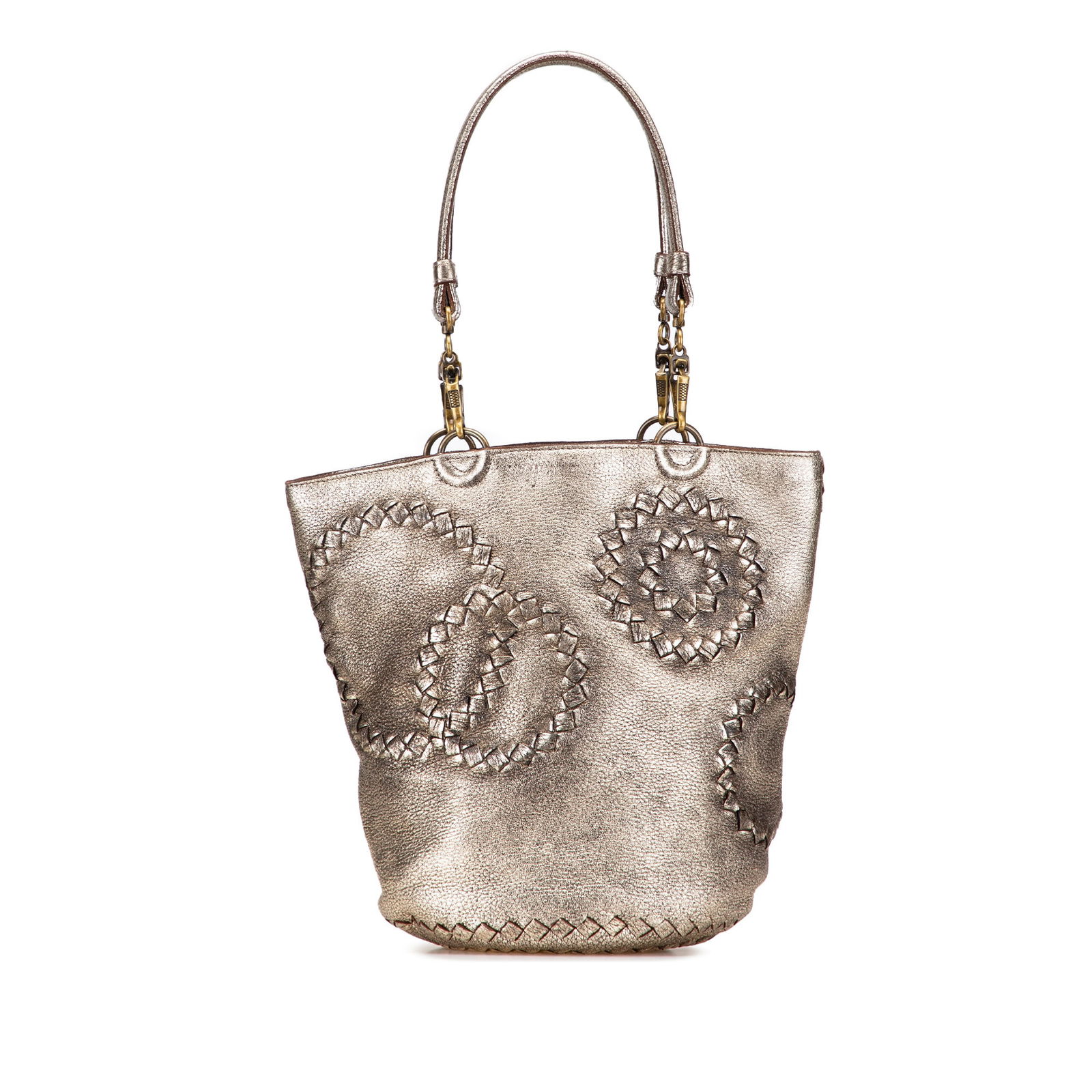 Bottega Veneta Gold Cervo Bucket Bag with Intrecciato Trim (1 of 11)