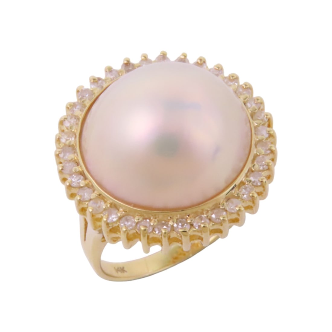 Pearl Diamond Ring 14K Yellow Gold Size 4.75 Jewelry (1 of 8)