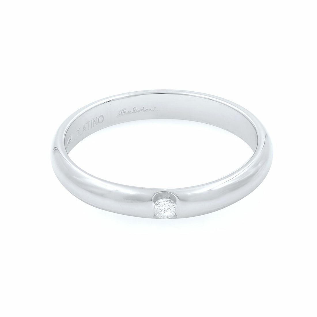 Salvini Platinum Wedding Band with Diamond 0.03 cttw Size 7 Engraved: Salvini Platinum Wedding Band with Diamond 0.03 cttw Size 7 Engraved This exquisite Salvini wedding band is crafted from high-quality platinum, featuring a single round diamond that beautifully enhanc