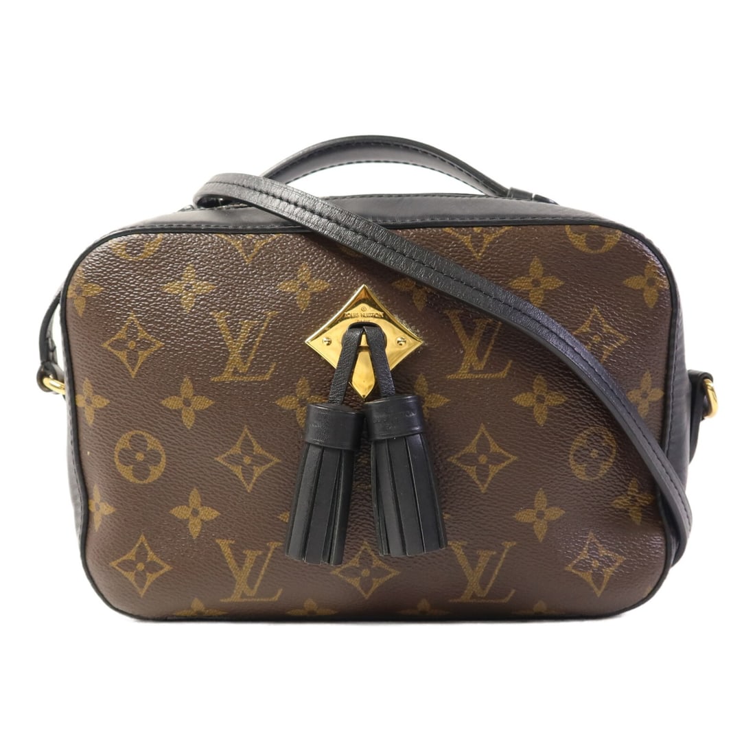 LOUIS VUITTON Saintonge Shoulder Bag M43555 Monogram Brown Black (1 of 18)