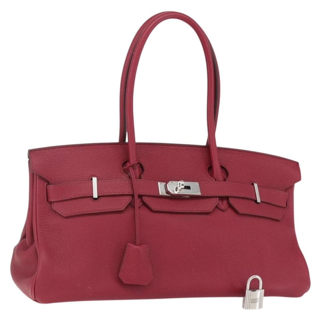 HERMES Bordeaux Leather Birkin 45 Hand Bag with Silver Accents Auth 151820SM (1 of 18)