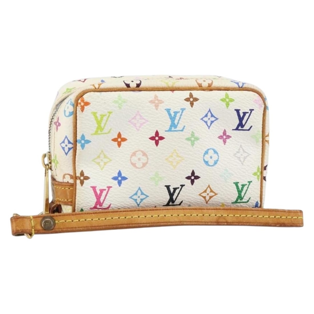 Wapity Multicolour Pouch by Louis Vuitton: Wapity Multicolour Pouch by Louis Vuitton This pre-owned Louis Vuitton Wapity Trousse Pouch in Multicolour is designed for women and offers both style and functionality. The pouch shows significant si