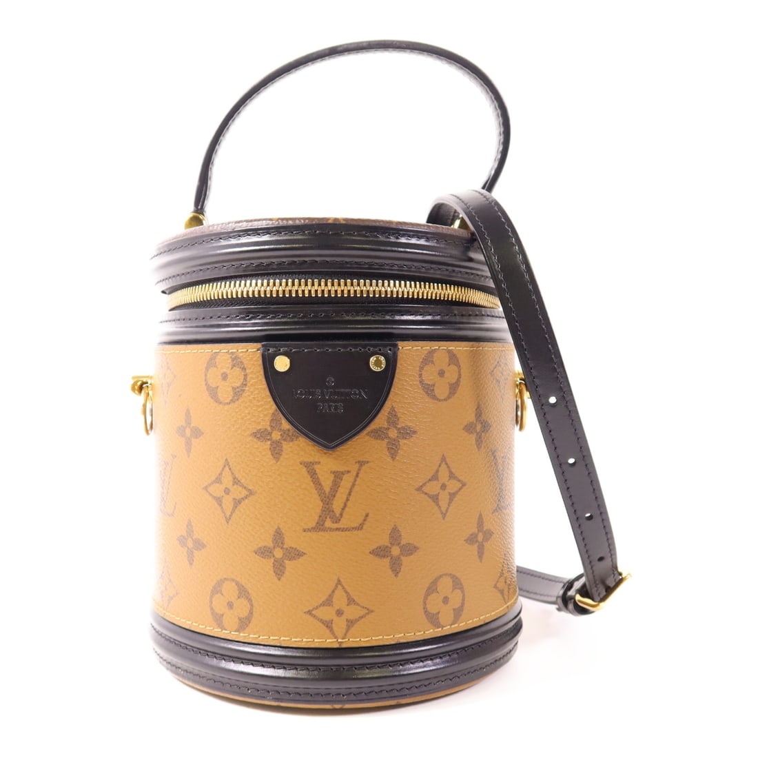 LOUIS VUITTON Cannes 2 Way Shoulder Bag Monogram Reverse Brown GHW: LOUIS VUITTON Cannes 2 Way Shoulder Bag Monogram Reverse Brown GHW Introducing the LOUIS VUITTON Cannes 2 Way Shoulder Bag, a stylish accessory crafted with meticulous attention to detail. This handba