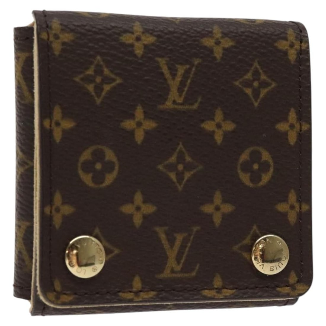 Brown Jewelry Case by Louis Vuitton: Brown Jewelry Case by Louis Vuitton This Louis Vuitton jewelry box features a brown exterior in excellent condition, free from noticeable scratches. The interior has a slight stain, while the corners