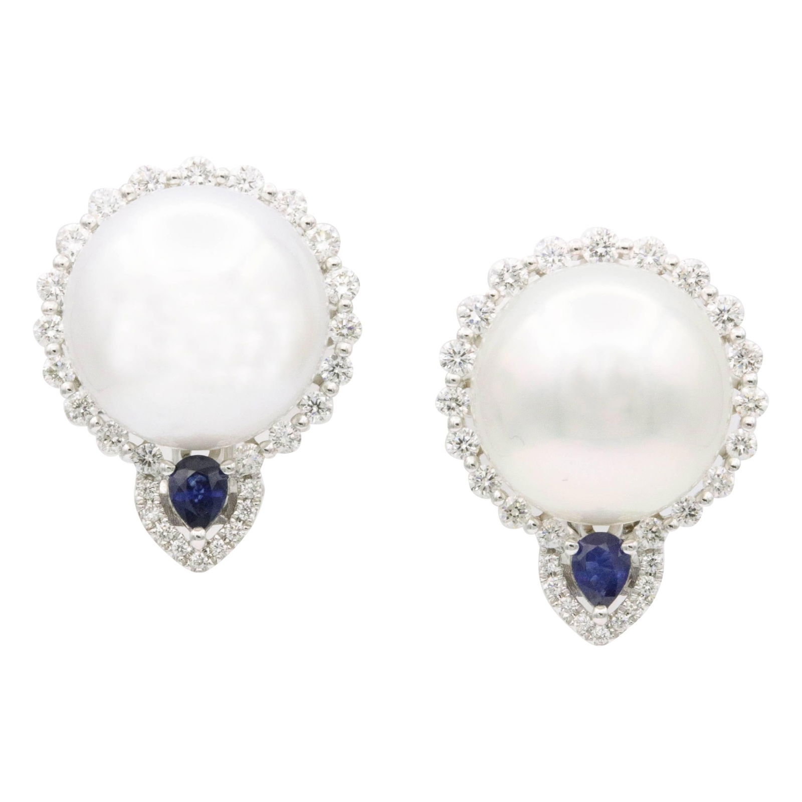 Harbor Diamonds 18k White Gold South Sea Pearl Diamond Earrings (1 of 6)
