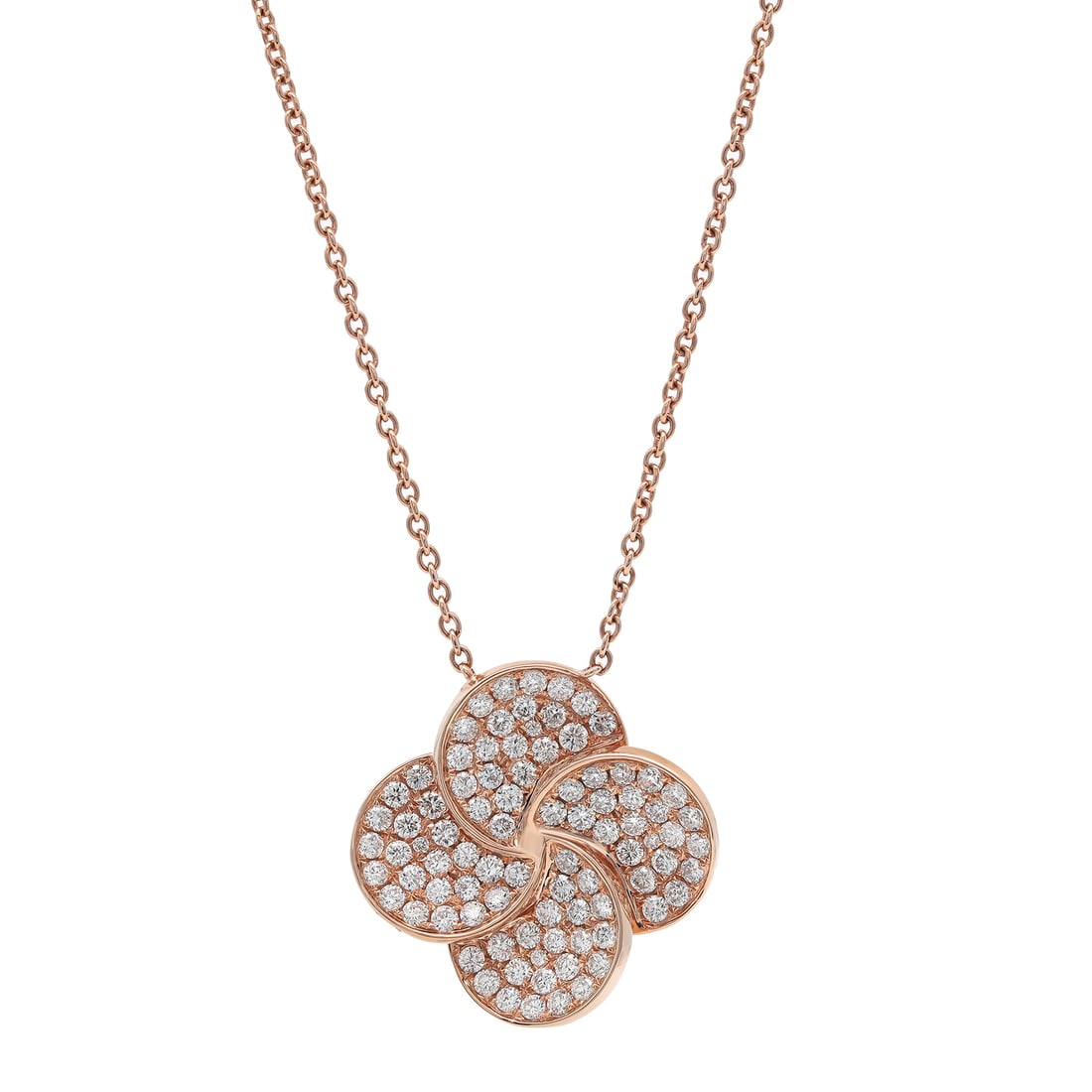 Rachel Koen 1.77Cttw Diamond Flower Pendant Necklace 18K Rose Gold (1 of 7)
