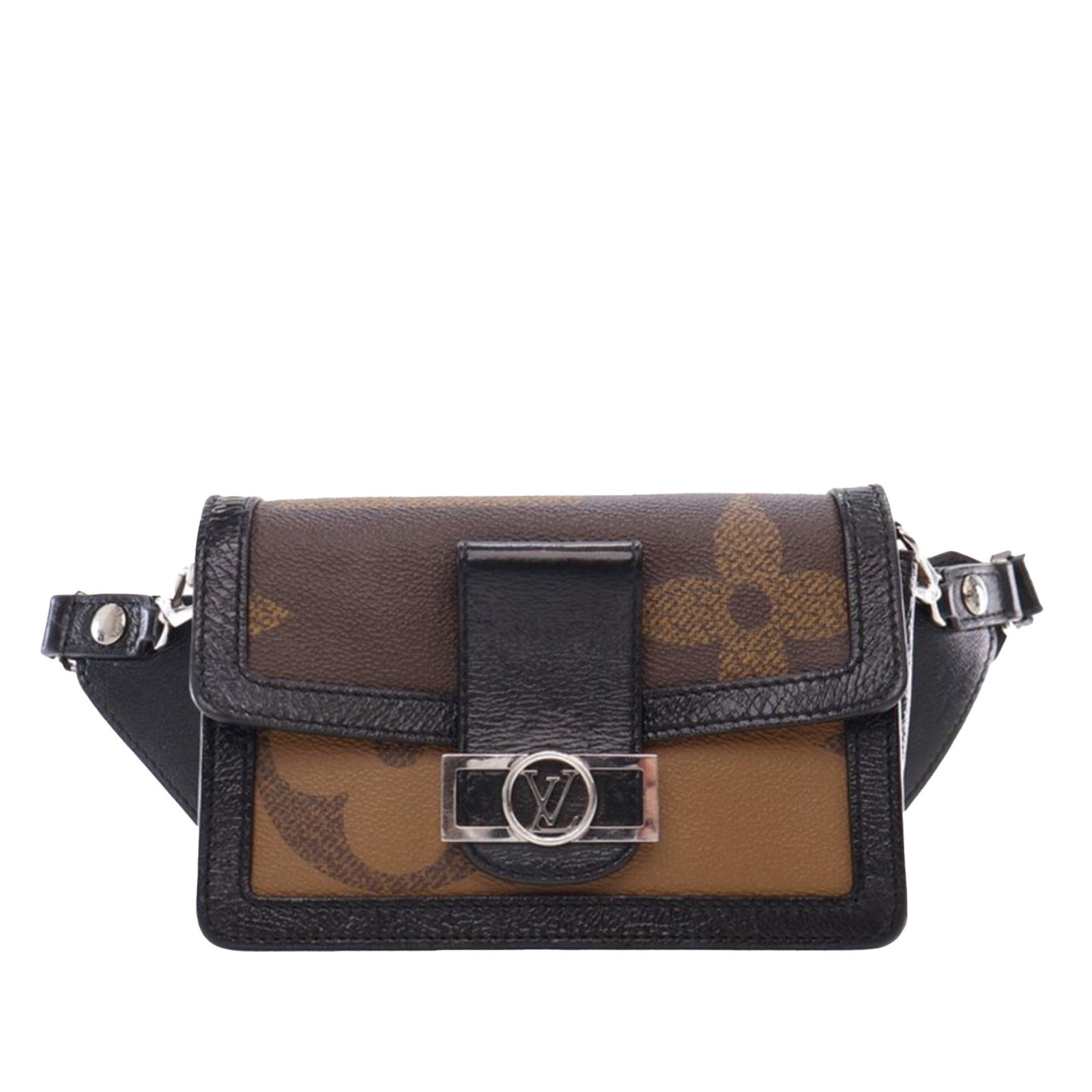 Louis Vuitton Monogram Giant Reverse Dauphine Bag with Leather Trim: Louis Vuitton Monogram Giant Reverse Dauphine Bag with Leather Trim The Louis Vuitton Monogram Giant Reverse Dauphine is a stylish and functional bag that showcases a unique monogram giant reverse can