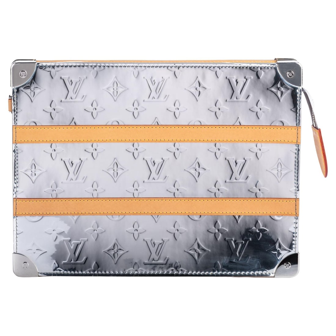 Louis Vuitton X Abloh Mirror Trunk Pochette with Detachable Strap: Louis Vuitton X Abloh Mirror Trunk Pochette with Detachable Strap Introducing the Louis Vuitton X Abloh Mirror Trunk Pochette, a stunning collaboration that showcases contemporary design. This pochett