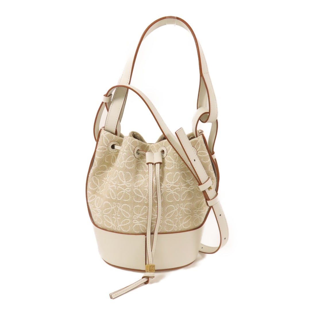 LOEWE Balloon Anagram White 2way Shoulder Bag Canvas Calfskin (1 of 17)