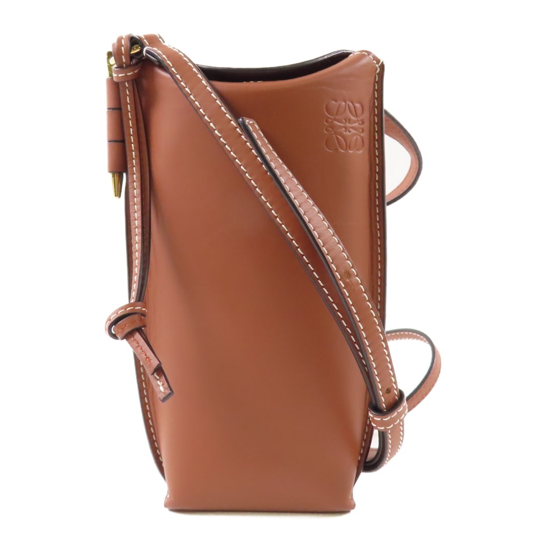 LOEWE Gate Pocket Shoulder Bag Brown Calfskin Leather (1 of 17)