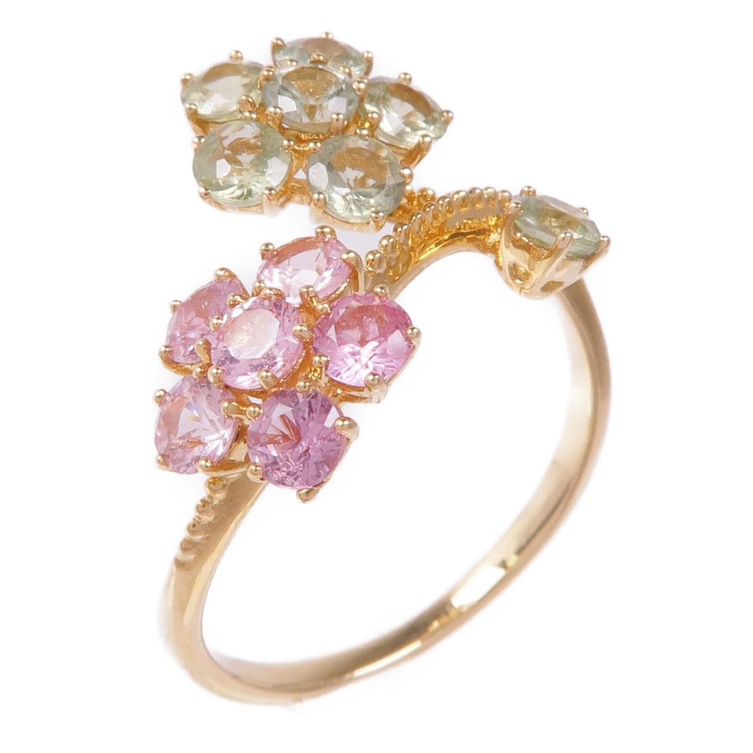 Elegant 18K Yellow Gold Ring with Pink Color Stone US Size 5.75 (1 of 7)