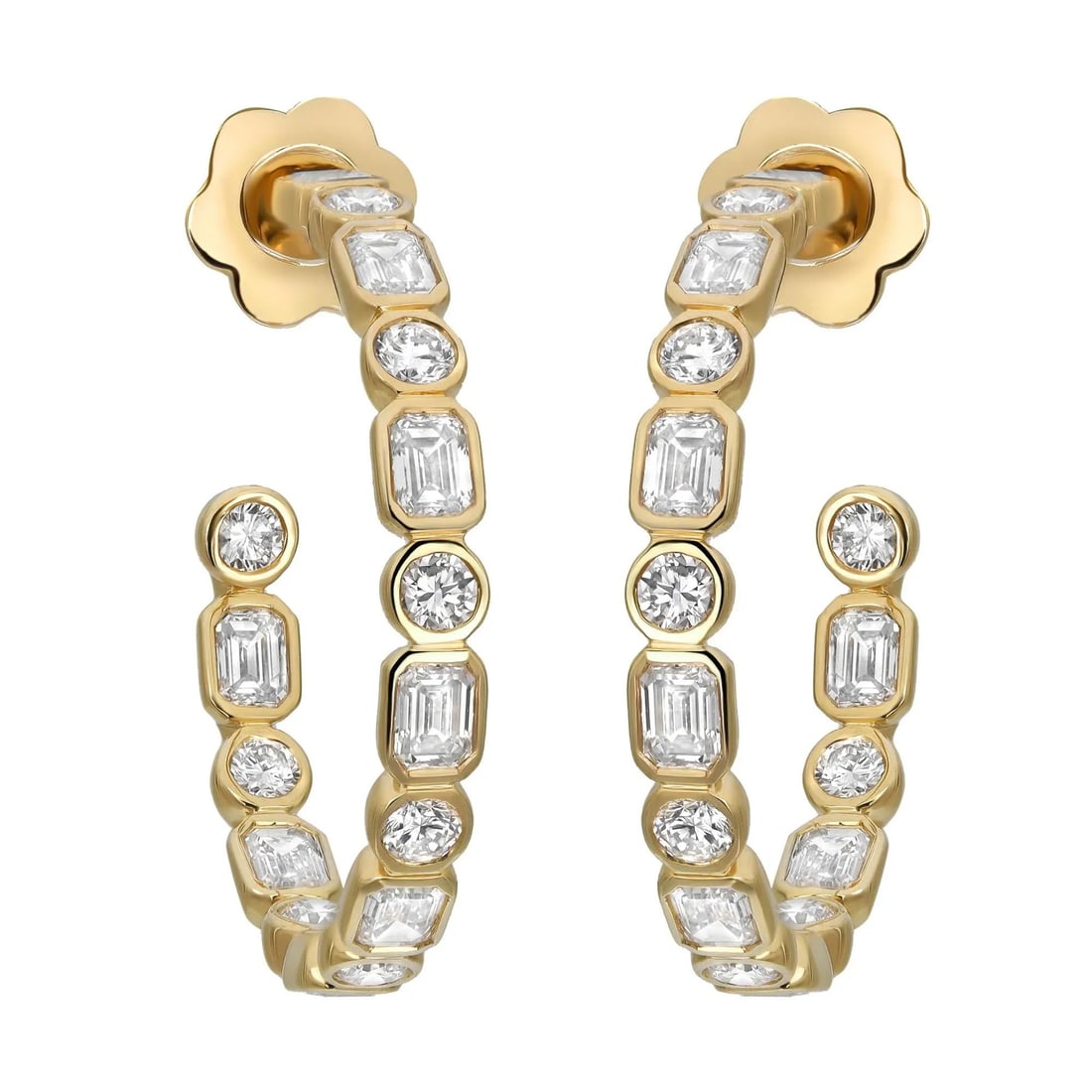 Rachel Koen 14K Yellow Gold Lab Grown Diamond Hoop Earrings 2.84ct E-F VS1: Rachel Koen 14K Yellow Gold Lab Grown Diamond Hoop Earrings 2.84ct E-F VS1 Elevate your elegance with these stunning hoop earrings, meticulously crafted from fine 14K yellow gold. The earrings showcas