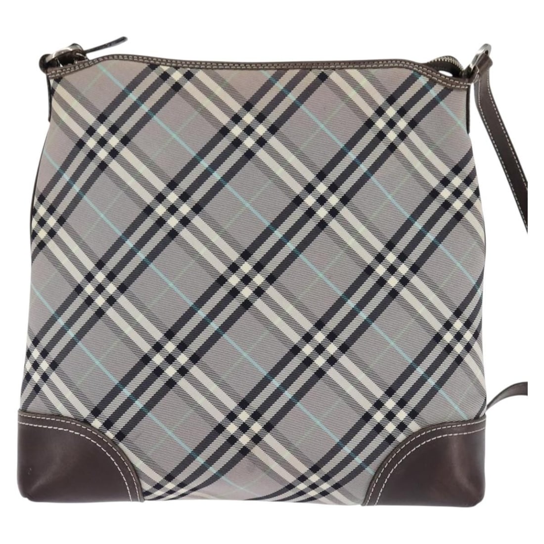 Burberry Blue Label Gray Nova Check Shoulder Bag: Burberry Blue Label Gray Nova Check Shoulder Bag This pre-owned Burberry shoulder bag features the iconic Nova Check pattern from the Blue Label collection in gray. Designed for women, it shows eviden