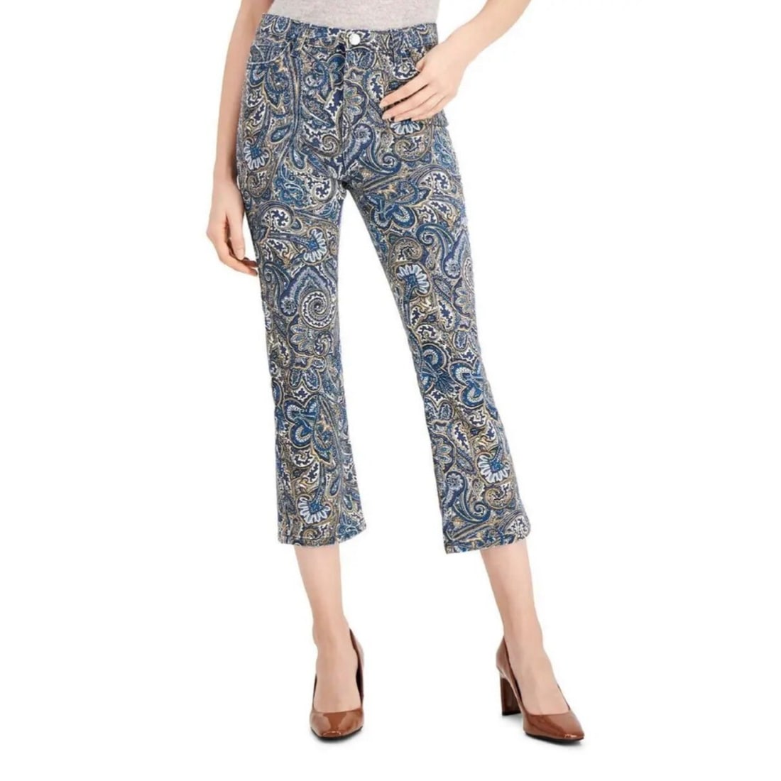 Marella Womens Cropped Blue Paisley Trousers Size 4 New With Tags (1 of 2)