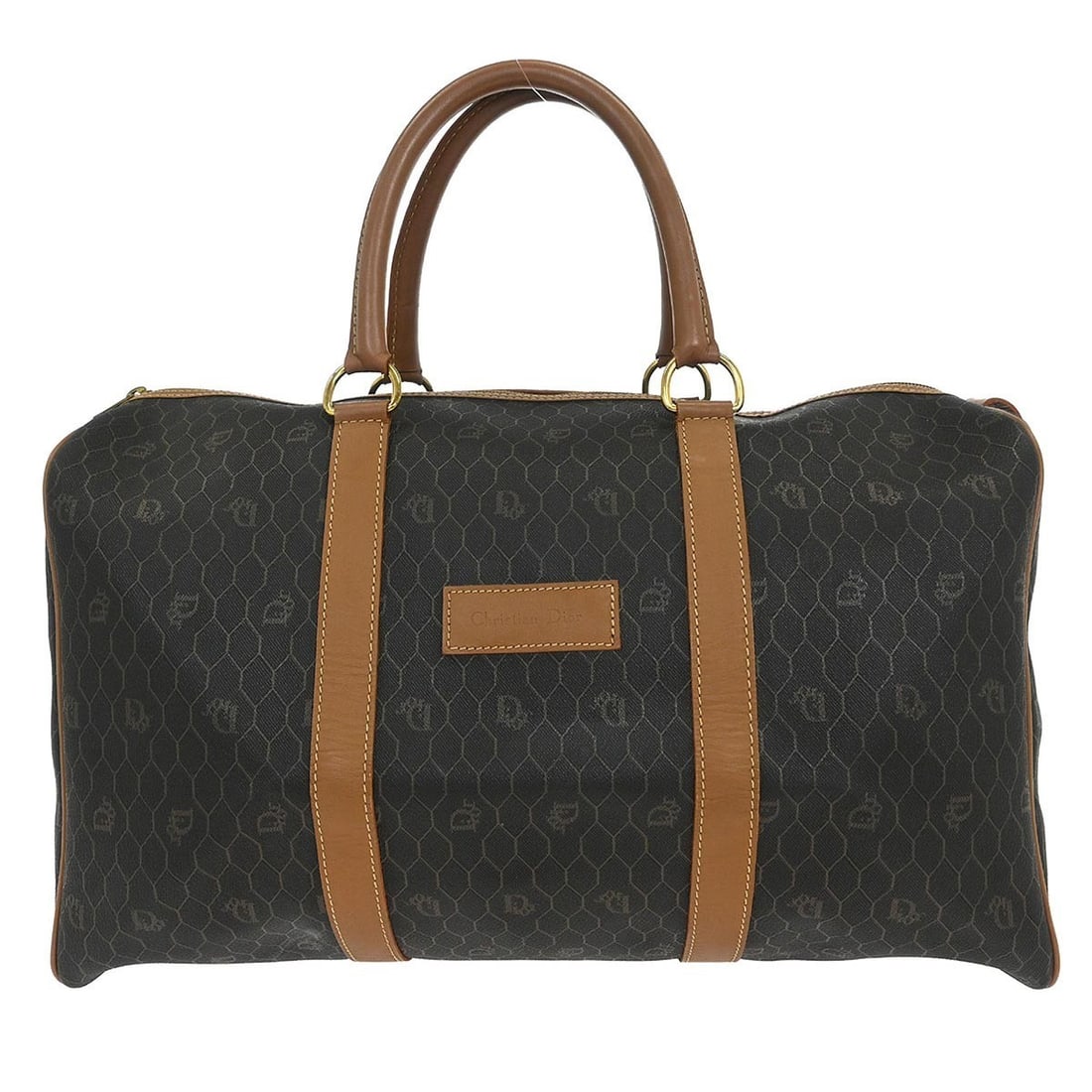 Christian Dior Black Brown Leather PVC Duffle Bag: Christian Dior Black Brown Leather PVC Duffle Bag This Christian Dior Black Brown Honeycomb Duffle Bag offers a stylish and practical accessory for casual occasions. Crafted from a durable leather PVC