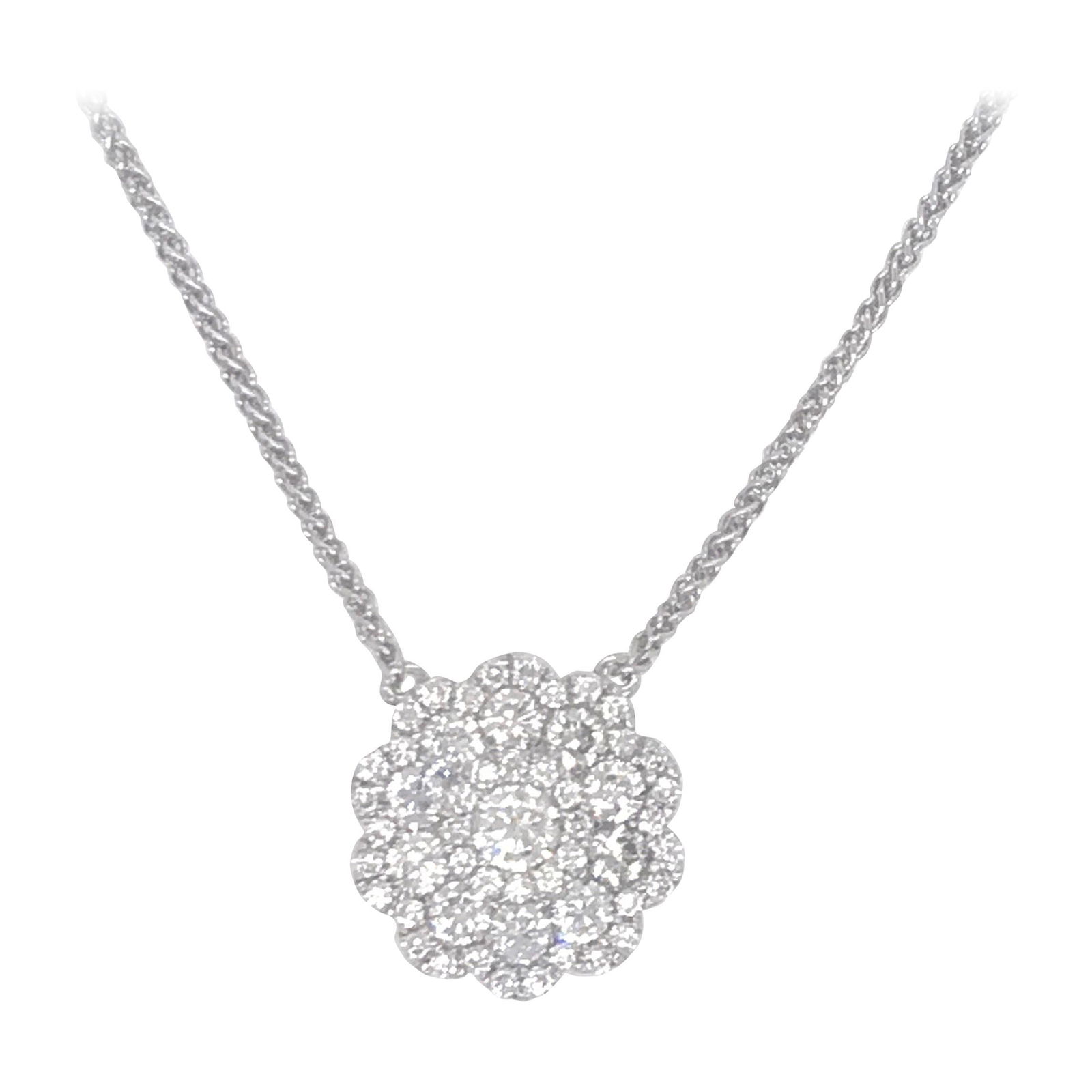 Harbor Diamonds 18K White Gold Floral Pendant Necklace 0.62 ct Diamonds (1 of 4)