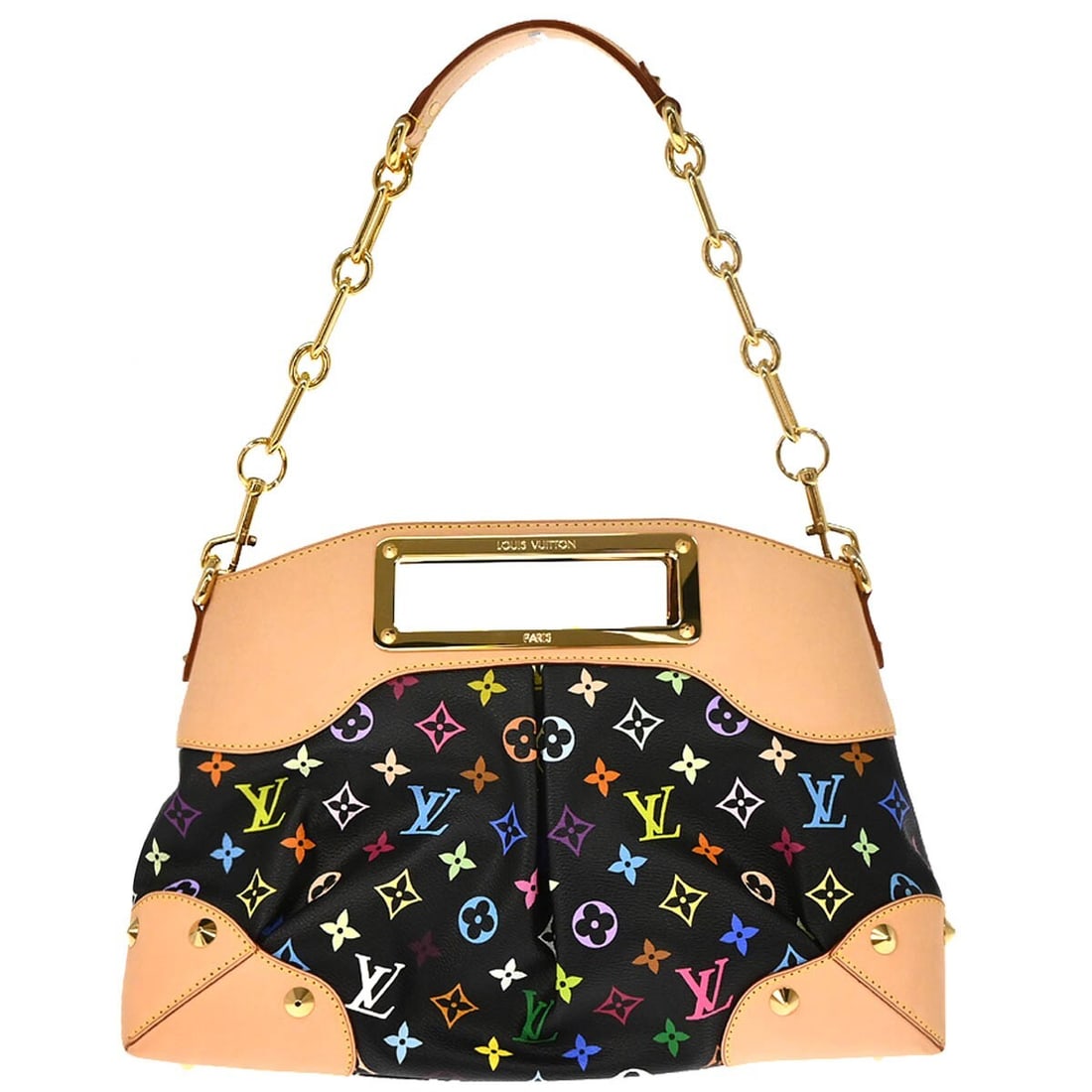 Louis Vuitton Judy MM Black Multicolor Canvas Handbag M40256: Louis Vuitton Judy MM Black Multicolor Canvas Handbag M40256 This Louis Vuitton Judy MM 2way Handbag showcases a striking black multicolor design crafted from monogram canvas leather. Perfect for casu