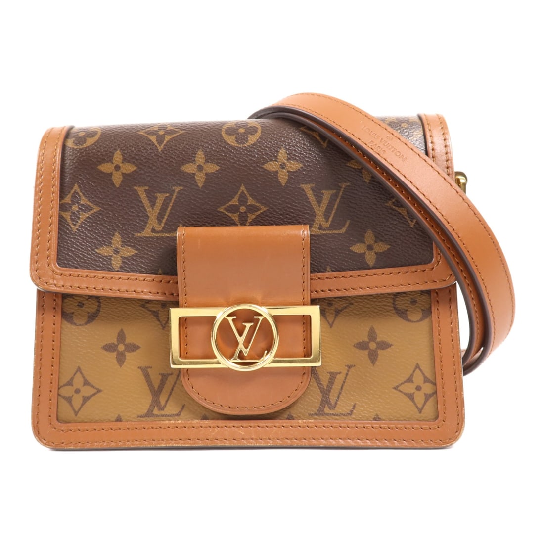 LOUIS VUITTON Mini Dauphine Shoulder Bag M44580 Monogram Reverse Brown (1 of 18)