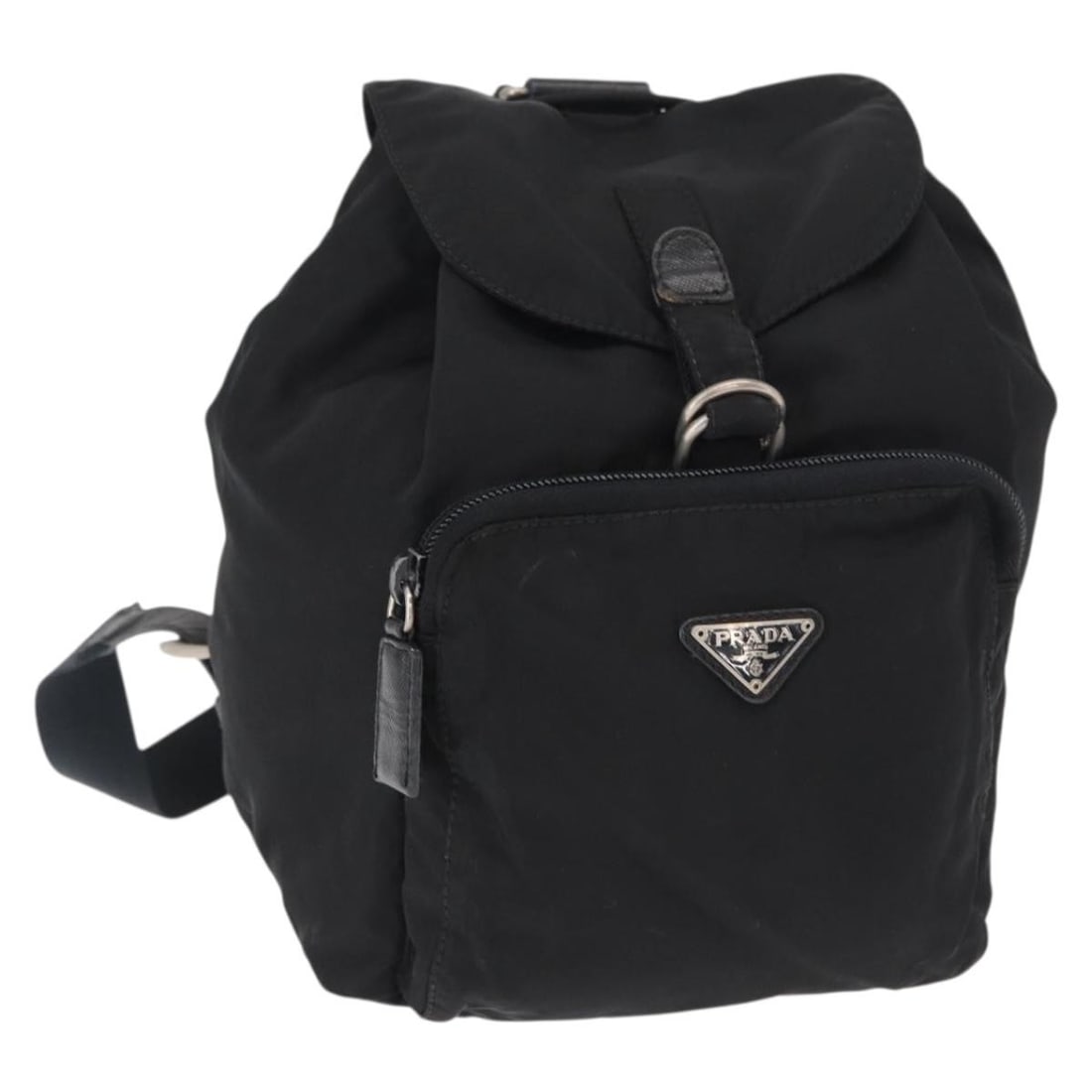 Prada Black Backpack with Front Pocket and Leather Trim (1 of 1)