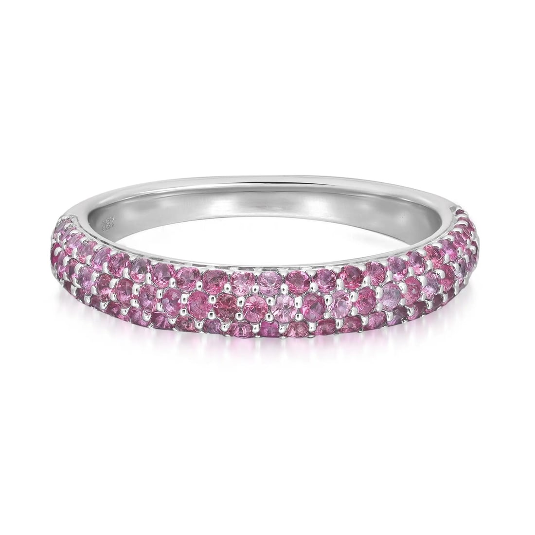 Rachel Koen 18K White Gold Pink Sapphire Band Ring 0.60ct 73 Stones Adjustable (1 of 5)