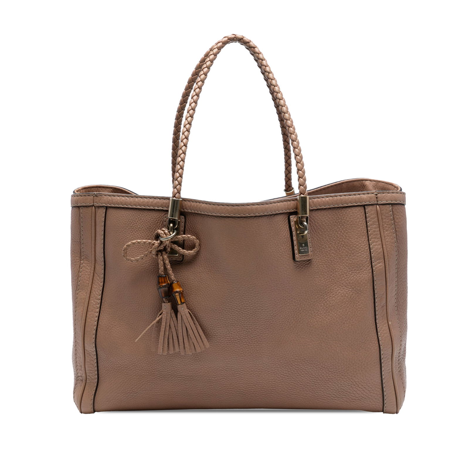 Gucci Large Leather Bella Tote Bag with Braided Straps: Gucci Large Leather Bella Tote Bag with Braided Straps Introducing the Gucci Large Leather Bella Tote, a stylish and practical accessory crafted from premium leather. This tote features beautifully br