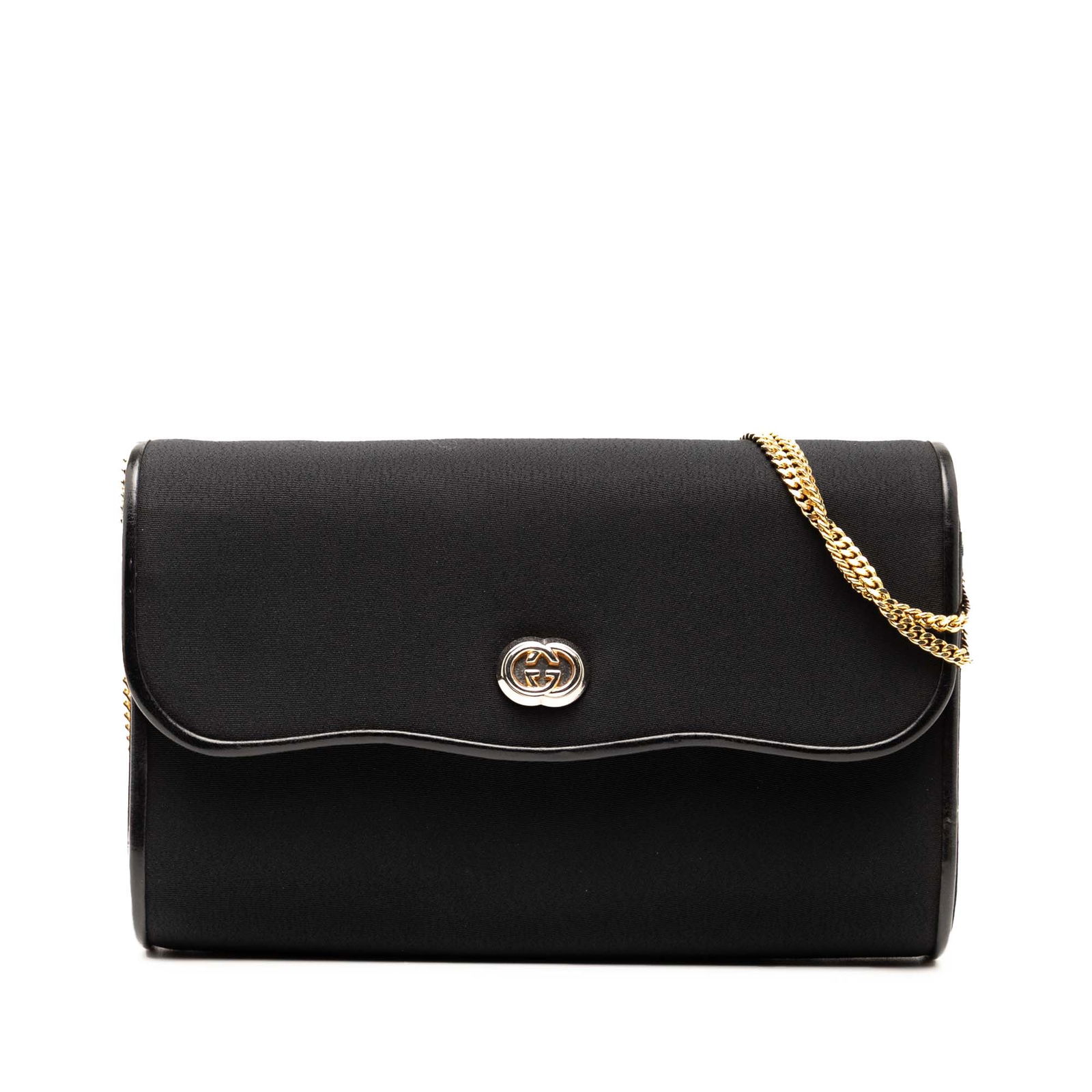 Gucci Black Canvas Interlocking G Chain Shoulder Bag: Gucci Black Canvas Interlocking G Chain Shoulder Bag This Gucci Canvas Interlocking G Chain Shoulder Bag is a stylish and functional accessory crafted from durable fabric. The bag features a classic d