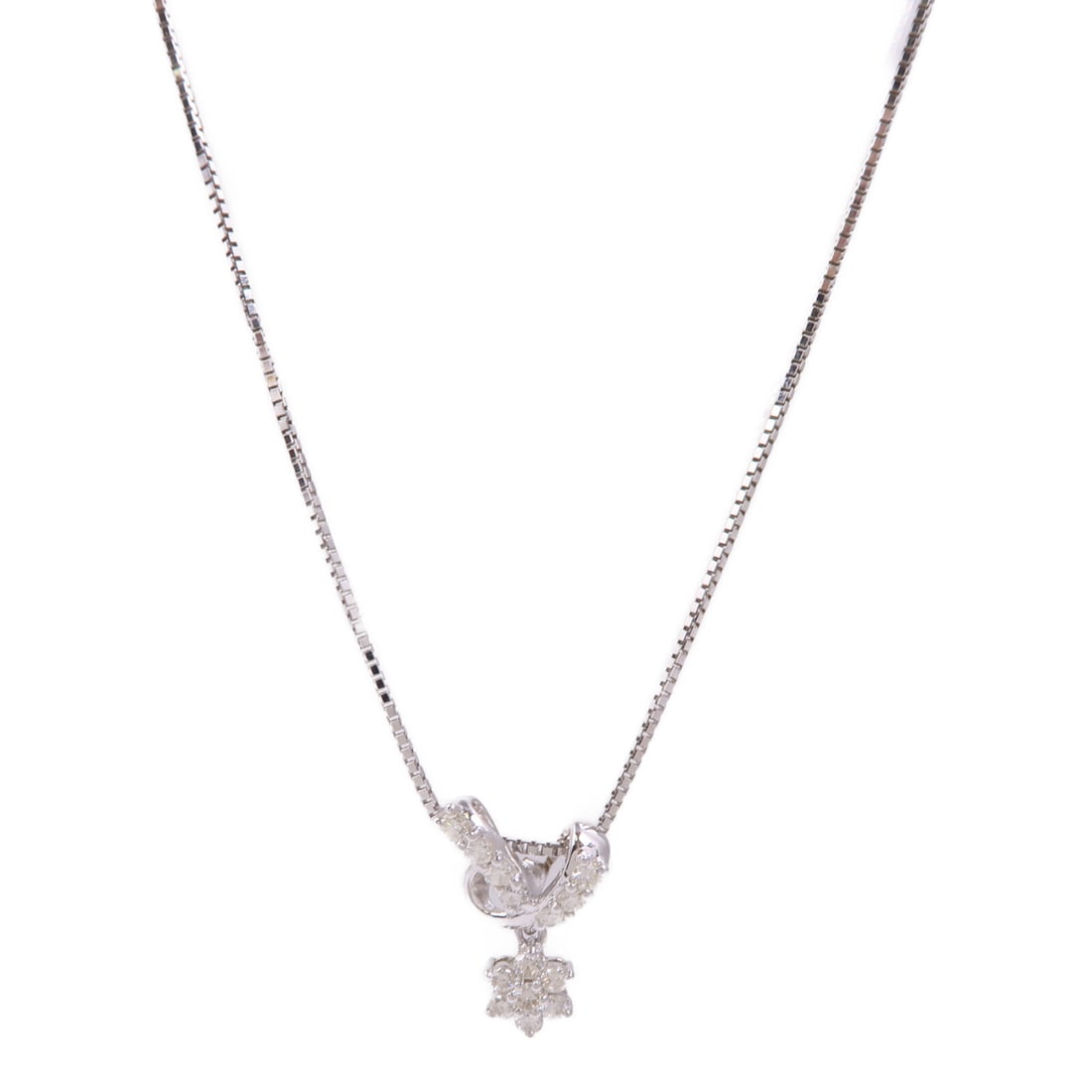 JEWELRY 18K White Gold Diamond Necklace Elegant Design (1 of 9)