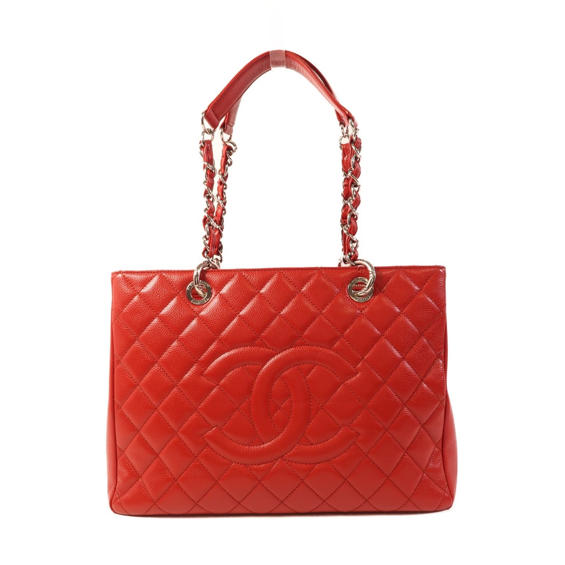 CHANEL CC GST Tote Bag Red Calfskin Leather Shoulder Bag (1 of 18)