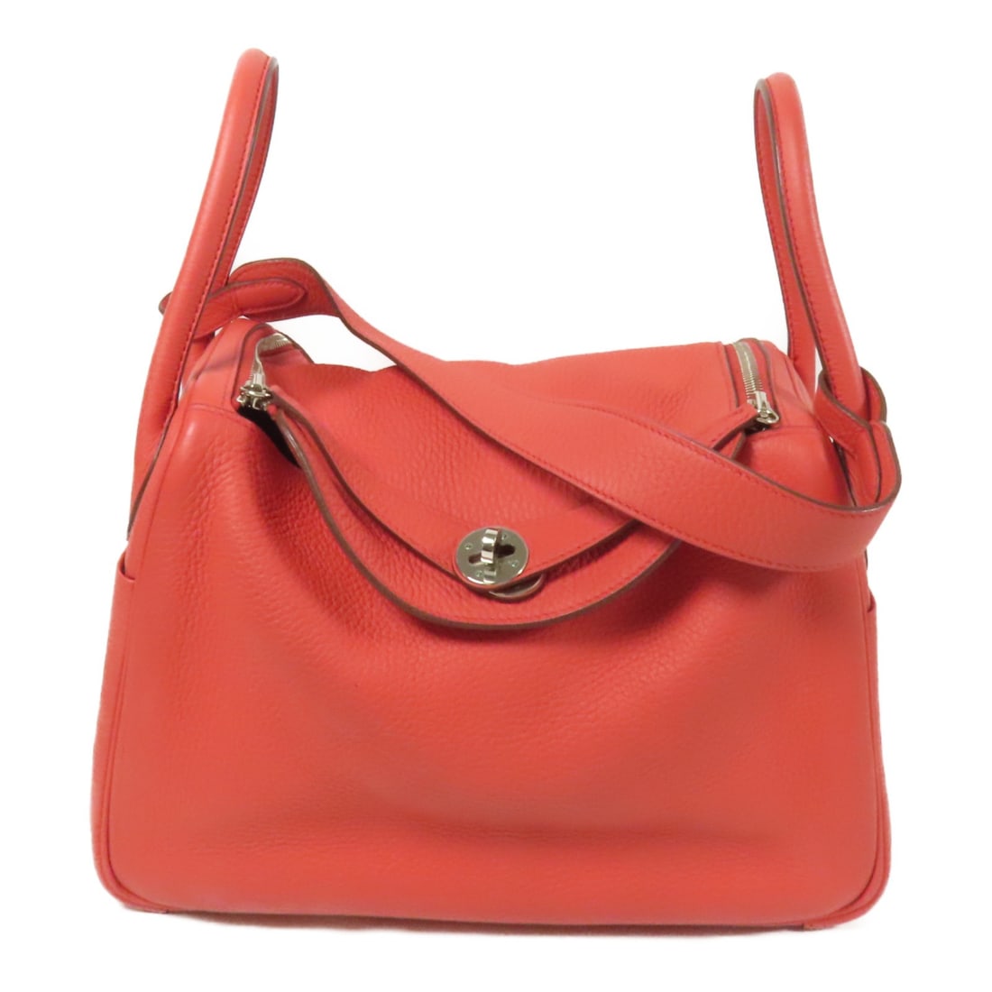 HERMES Lindy 30 Red Clemence Leather 2Way Shoulder Bag (1 of 13)
