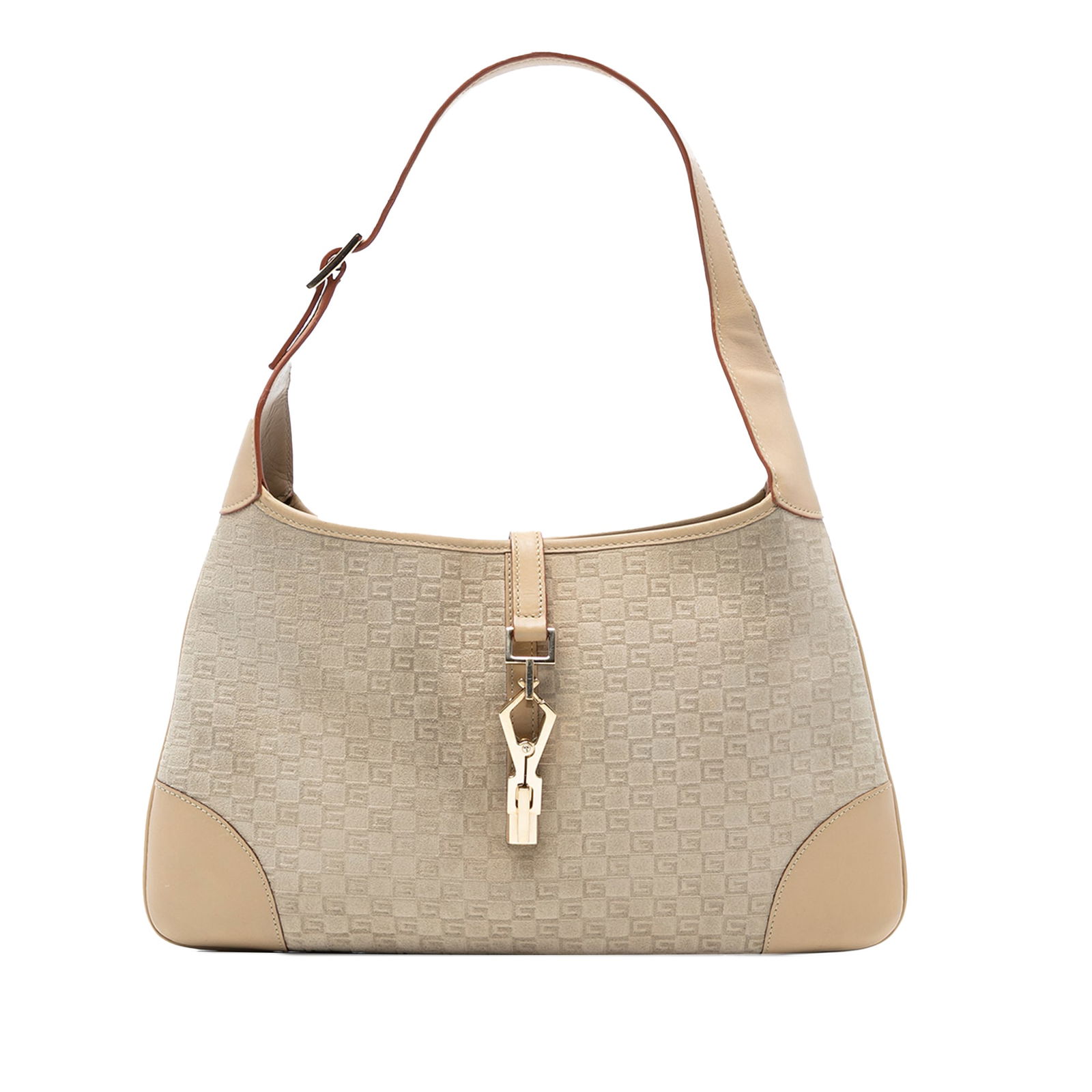 Gucci Square G Suede Jackie Hobo Bag Brown Leather Italy (1 of 7)