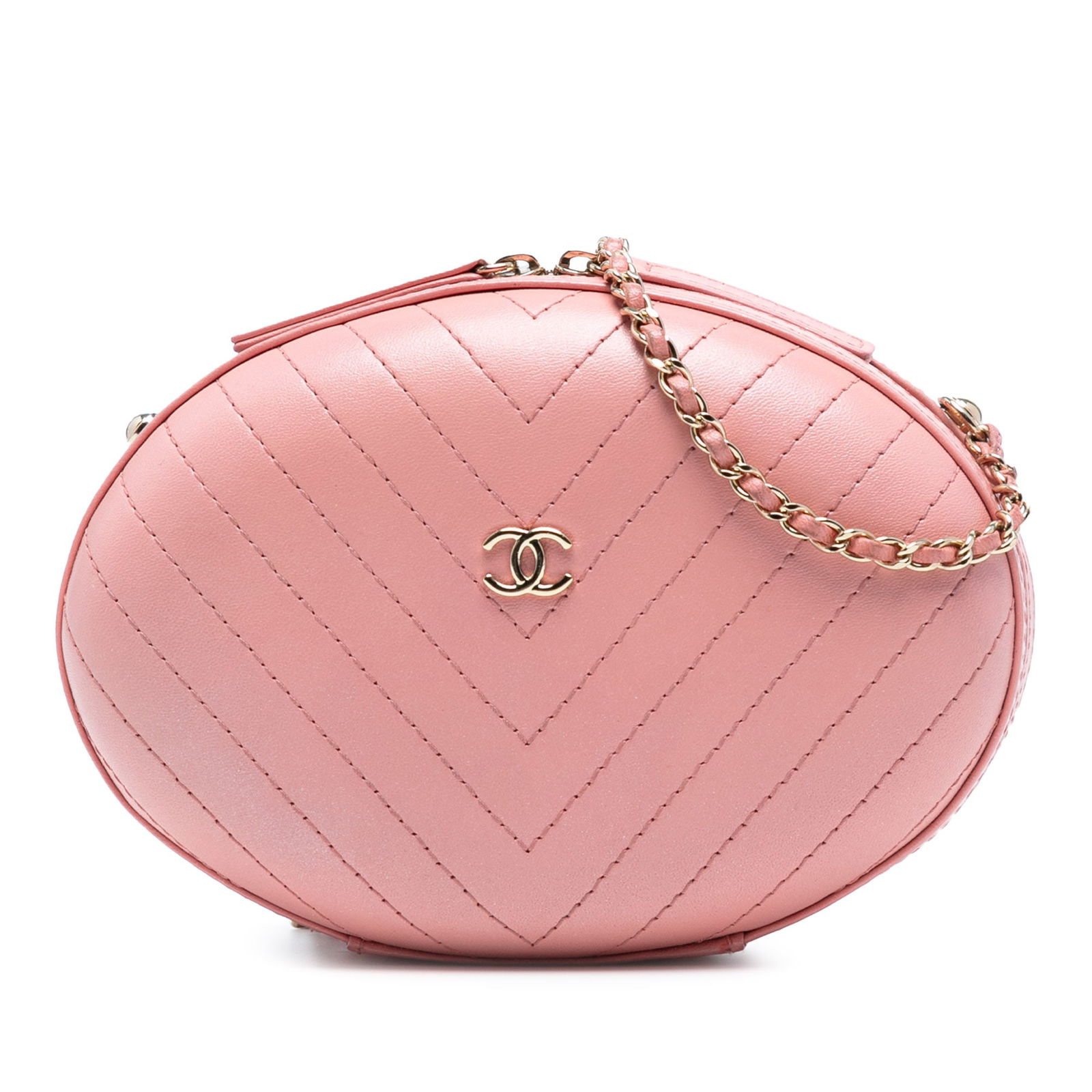 Chanel Chevron Stitched Calfskin La Pausa Evening Bag Pink: Chanel Chevron Stitched Calfskin La Pausa Evening Bag Pink This elegant Chanel Chevron Stitched Calfskin La Pausa Evening Bag is perfect for any occasion. It features a stylish leather body with a dis