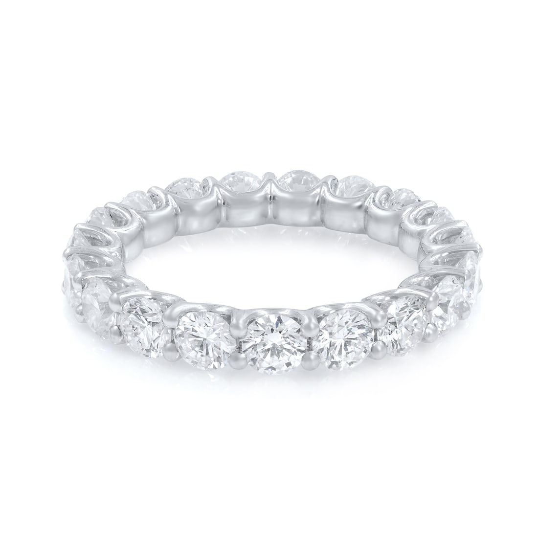Rachel Koen 18K White Gold U-Shape Diamond Eternity Ring 2.85ct: Rachel Koen 18K White Gold U-Shape Diamond Eternity Ring 2.85ct This exquisite U-shape diamond eternity band by Rachel Koen features a stunning arrangement of natural round diamonds set in luxurious 1
