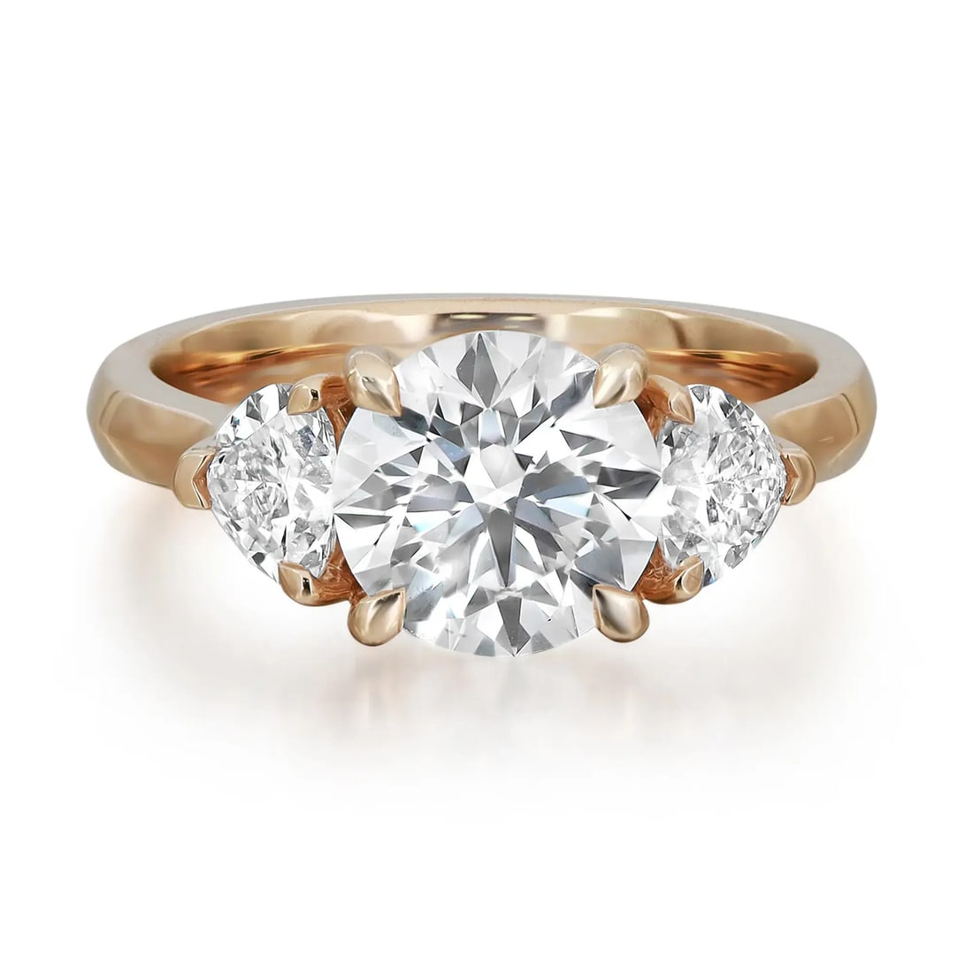 Rachel Koen 14K Yellow Gold 3 Stone Diamond Engagement Ring GIA Certified 2.80Cttw: Rachel Koen 14K Yellow Gold 3 Stone Diamond Engagement Ring GIA Certified 2.80Cttw This exquisite three-stone engagement ring features a stunning GIA certified lab-grown diamond at its center, beautif