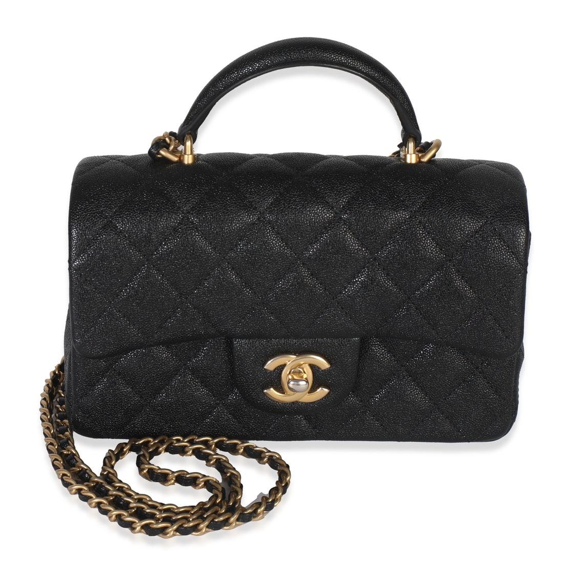Chanel Mini Top Handle Rectangular Flap Bag Black Caviar Leather 2021 (1 of 1)