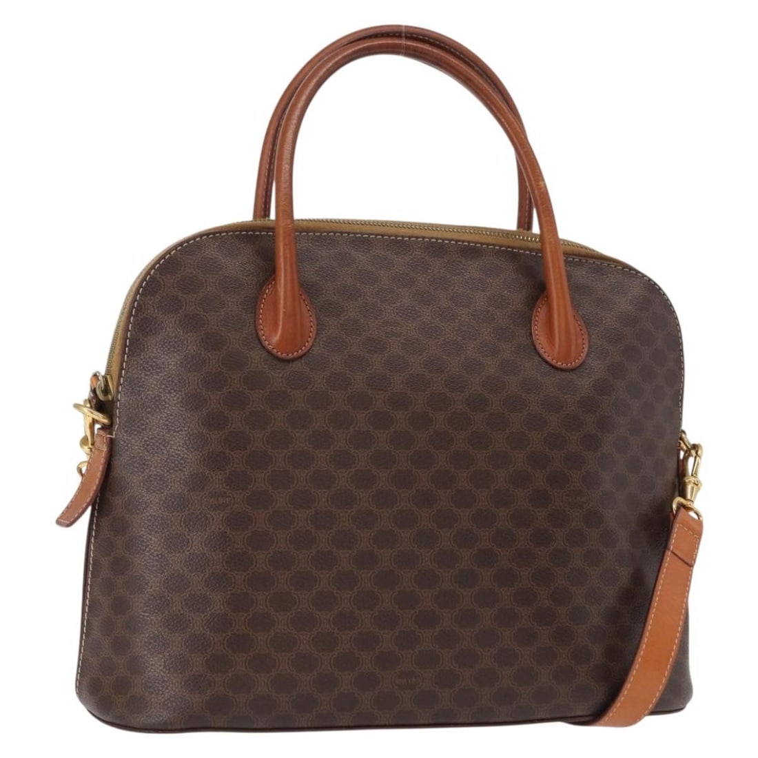 Vintage Celine Brown Macadam Shoulder Bag with Leather Trim (1 of 1)