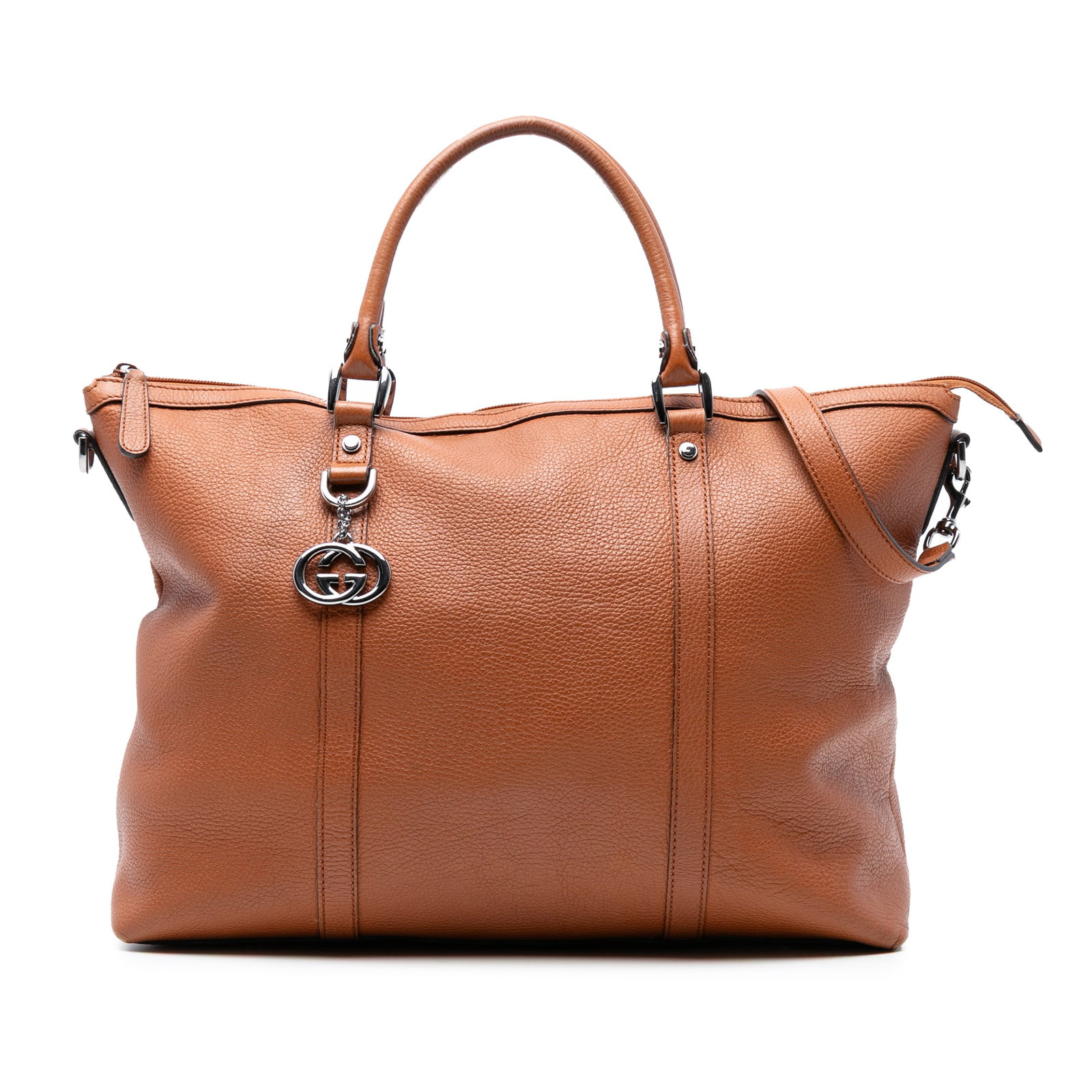 Gucci Leather GG Charm Satchel Brown Italy with Detachable Strap (1 of 7)