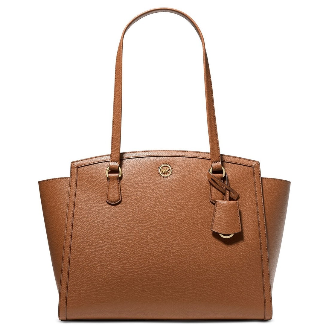 Michael Kors Chantal Large Tote Bag Pebbled Leather Brown: Michael Kors Chantal Large Tote Bag Pebbled Leather Brown Introducing the Michael Kors Chantal Large Tote Bag, crafted from high-quality pebbled leather in a sophisticated brown hue. This stylish tote