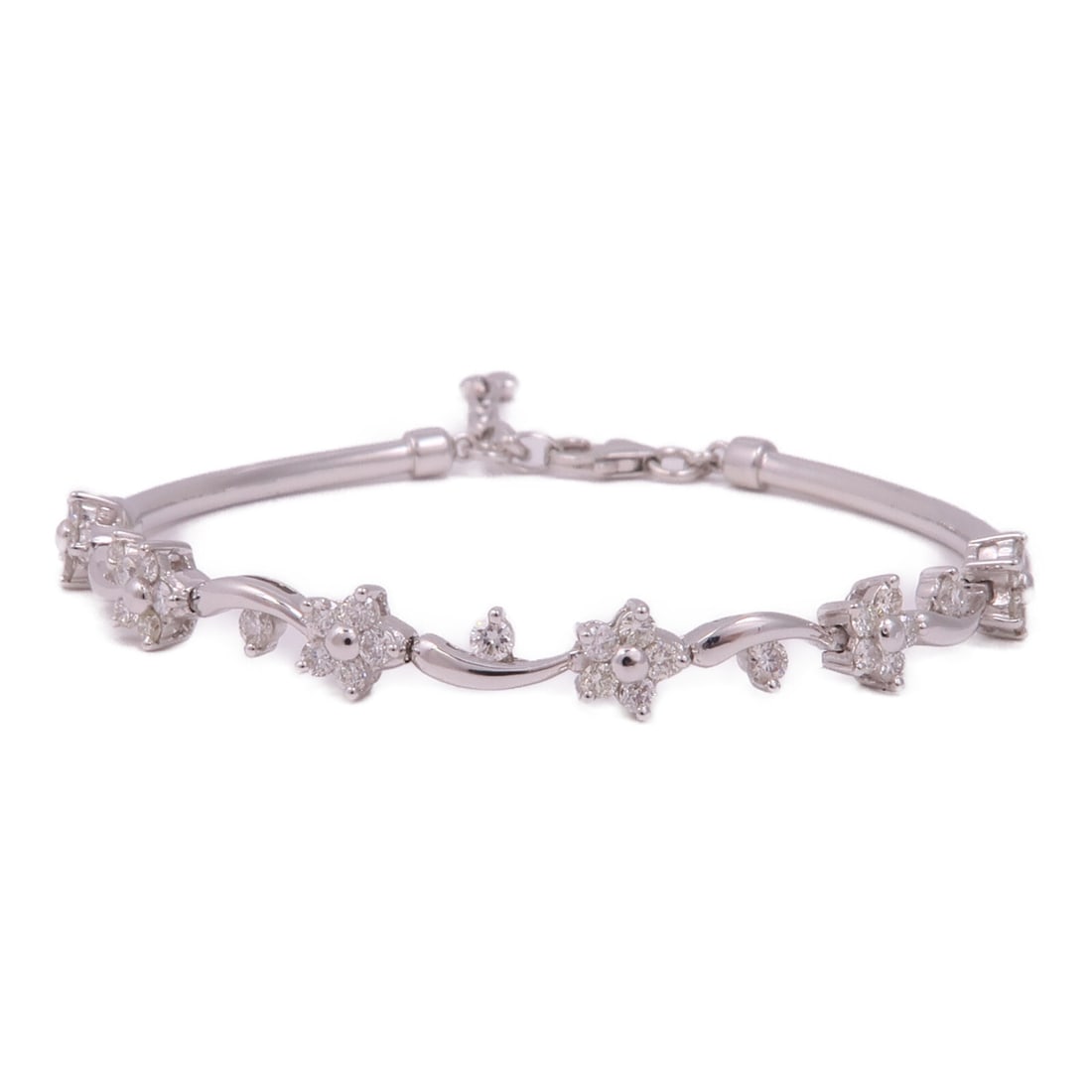 JEWELRY 18K White Gold Diamond Bracelet Elegant Silver Design (1 of 10)