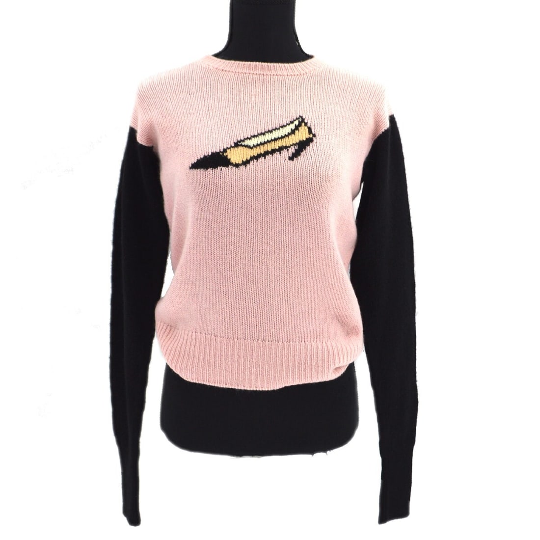 Chanel Pink Black Cashmere Long Sleeve Knit Sweater (1 of 7)